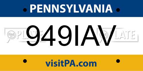 949IAV Pennsylvania License Plate