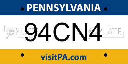 94CN4 Pennsylvania License Plate