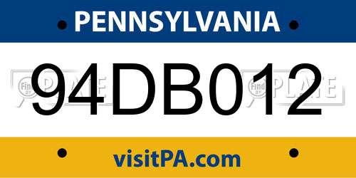 94DB012 Pennsylvania License Plate