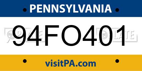 94FO401 Pennsylvania License Plate
