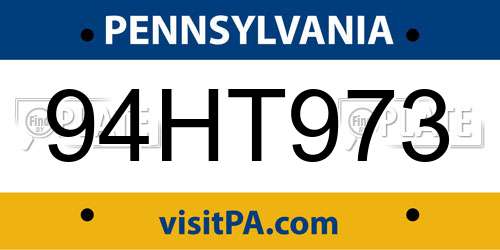 94HT973 Pennsylvania License Plate