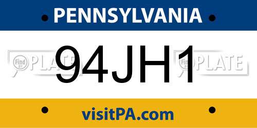 94JH1 Pennsylvania License Plate