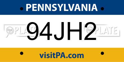 94JH2 Pennsylvania License Plate