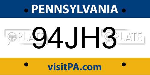 94JH3 Pennsylvania License Plate