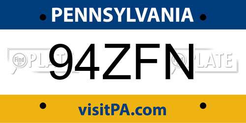 94ZFN Pennsylvania License Plate