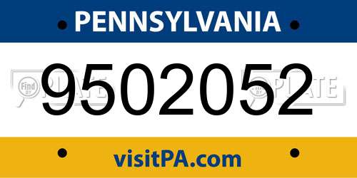9502052 Pennsylvania License Plate
