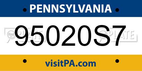 95020S7 Pennsylvania License Plate