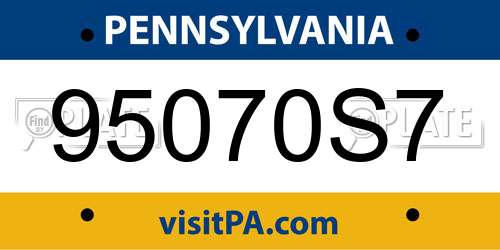 95070S7 Pennsylvania License Plate