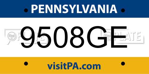 9508GE Pennsylvania License Plate