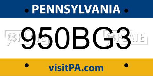 950BG3 Pennsylvania License Plate