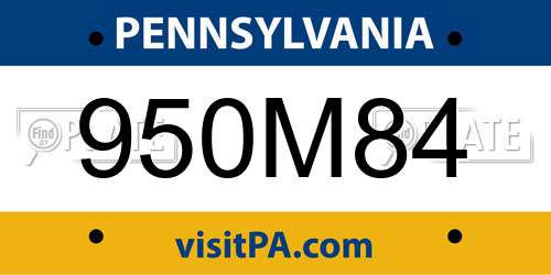 950M84 Pennsylvania License Plate