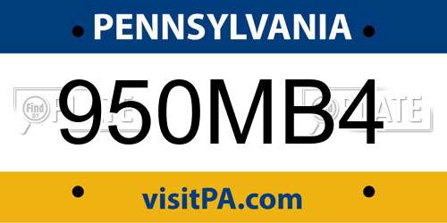 950MB4 Pennsylvania License Plate