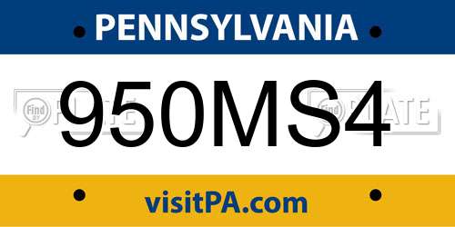 950MS4 Pennsylvania License Plate