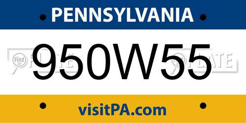 950W55 Pennsylvania License Plate
