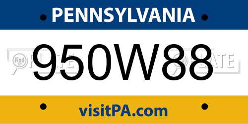 950W88 Pennsylvania License Plate