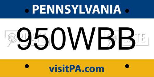 950WBB Pennsylvania License Plate