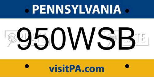 950WSB Pennsylvania License Plate