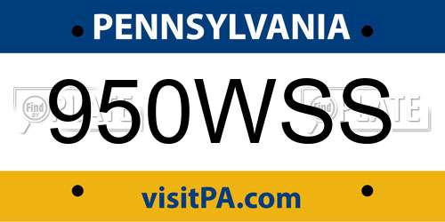 950WSS Pennsylvania License Plate