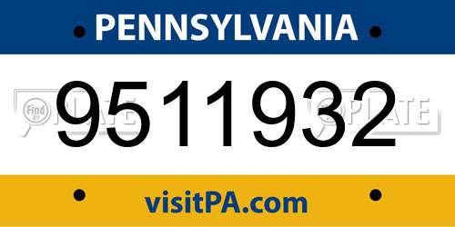 9511932 Pennsylvania License Plate
