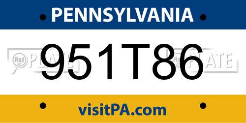951T86 Pennsylvania License Plate