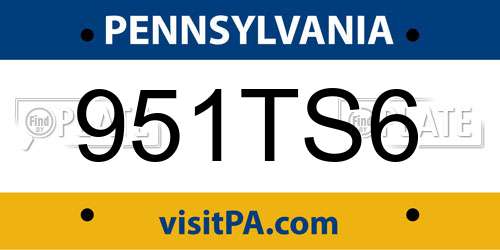 951TS6 Pennsylvania License Plate