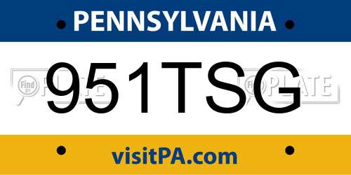 951TSG Pennsylvania License Plate