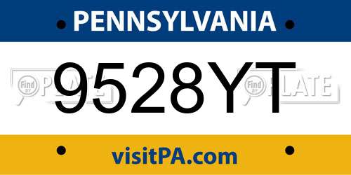 9528YT Pennsylvania License Plate