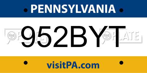 952BYT Pennsylvania License Plate
