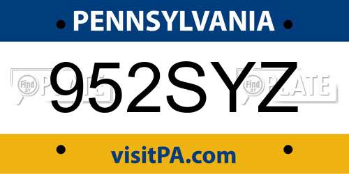 952SYZ Pennsylvania License Plate