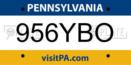 956YBO Pennsylvania License Plate