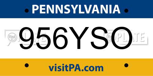 956YSO Pennsylvania License Plate