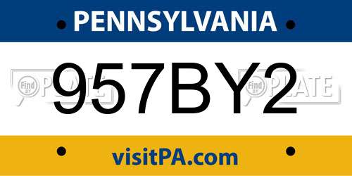 957BY2 Pennsylvania License Plate