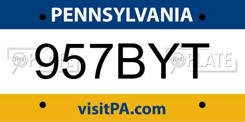 957BYT Pennsylvania License Plate