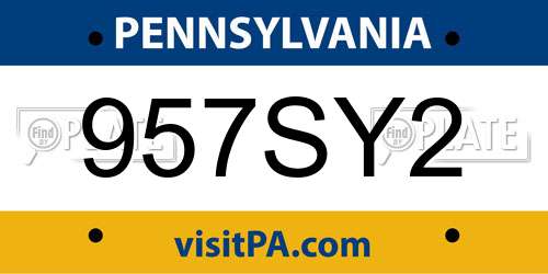 957SY2 Pennsylvania License Plate