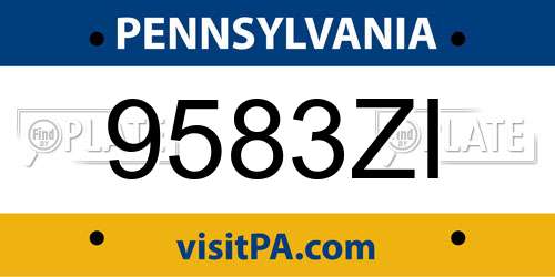 9583ZI Pennsylvania License Plate