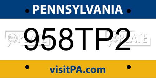 958TP2 Pennsylvania License Plate
