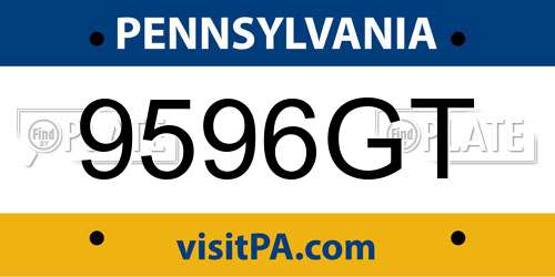 9596GT Pennsylvania License Plate