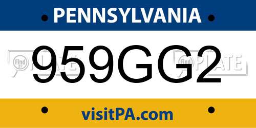 959GG2 Pennsylvania License Plate