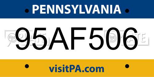 95AF506 Pennsylvania License Plate