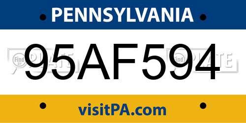 95AF594 Pennsylvania License Plate