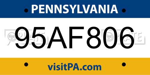 95AF806 Pennsylvania License Plate