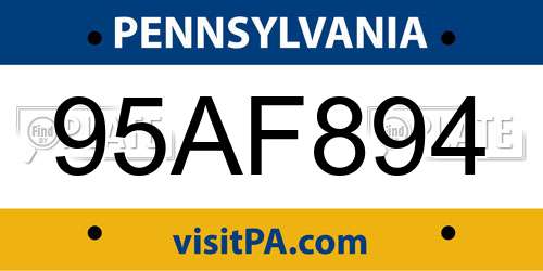95AF894 Pennsylvania License Plate