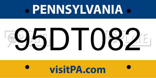 95DT082 Pennsylvania License Plate