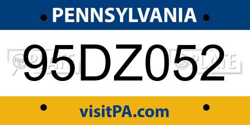 95DZ052 Pennsylvania License Plate