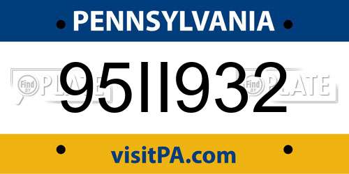 95II932 Pennsylvania License Plate