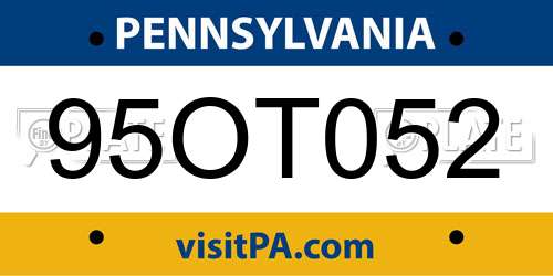95OT052 Pennsylvania License Plate