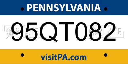 95QT082 Pennsylvania License Plate