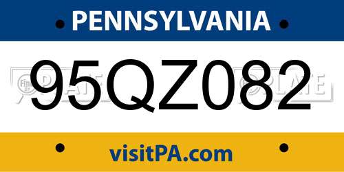 95QZ082 Pennsylvania License Plate