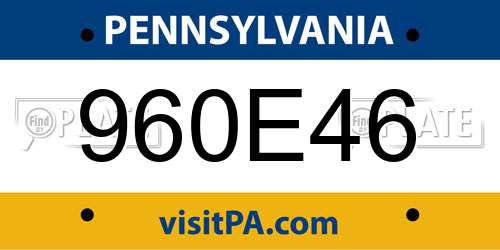 960E46 Pennsylvania License Plate