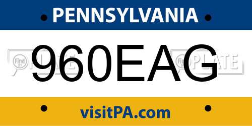 960EAG Pennsylvania License Plate